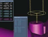 Captando pontos da peça com o apalpador, é possível calcular as transformações de coordenadas necessárias para realizar o controle dimensional.