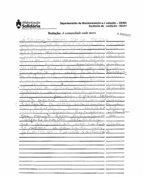 1 O LUGAR JÚRI POPULAR ALFABETIZANDOS A comunidade onde moro fica situado no corrego do perdido e tem 35 moradores. Quando eu cheguei nesta comunidae as coisas eram muito dificil.