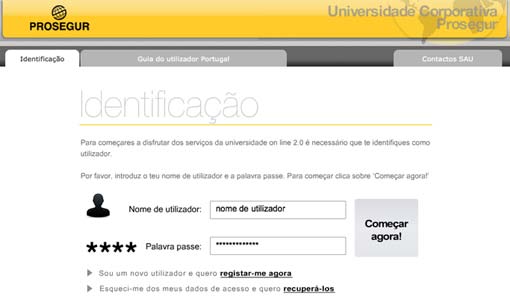 Guia do utilizador Se é o seu primeiro acesso à Universidade deverá registar-se. Seleccione a opção: Sou um novo utilizador e quero registar-me agora.