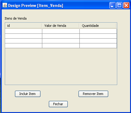 Incluir Item: o usuário passa a ter acesso à janela Incluir Item à Venda (Figura 7). Remover Item: o item selecionado na tabela de itens é, então, removido da venda. Devese solicitar confirmação.