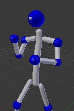 A grande maioria do trabalho necessário para obter uma personagem funcional foi feito no ambiente de desenvolvimento Blender.