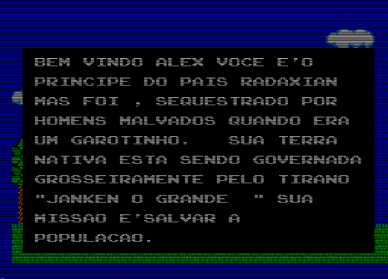 Segundo o manual (SEGA, 1986), a ação começa depois de um período de sete anos que Alex passou no monte Eternal, praticando artes marciais que lhe conferiram o poder de quebrar pedras com as mãos.