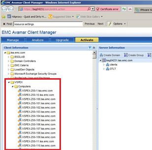 Figura 72 mostra uma lista selecionada no painel Client Information e o domínio de destino no painel Server Information. Figura 71.