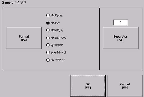 Modo de configuração Capítulo 4 Alterar o formato curto de data É possível alterar o formato curto de data para o idioma selecionado. 1.