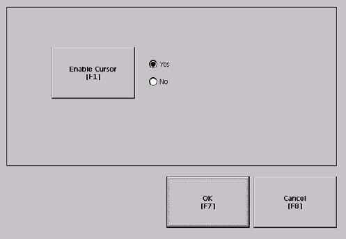 Capítulo 4 Modo de configuração Habilitar ou desabilitar o cursor de tela O terminal possui um cursor de tela que pode ser habilitado ou desabilitado. 1.