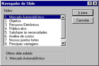 7. Clique com o botão direito do mouse para aparecer o menu de atalho. Selecione então a opção Anterior para pular para o slide anterior. 8.