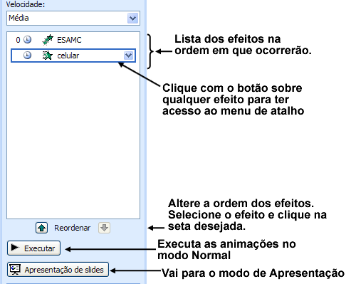 15 h Na Caixa de lista Zoom, que dependendo do efeito pode ter outro nome, é para configurar como o efeito será realizado.