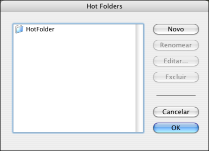 HOT FOLDERS E IMPRESSORAS VIRTUAIS 56 Hot Folders O Hot Folders é um utilitário que permite armazenar e reutilizar opções de impressão usadas com freqüência para imprimir arquivos PostScript e PDF no