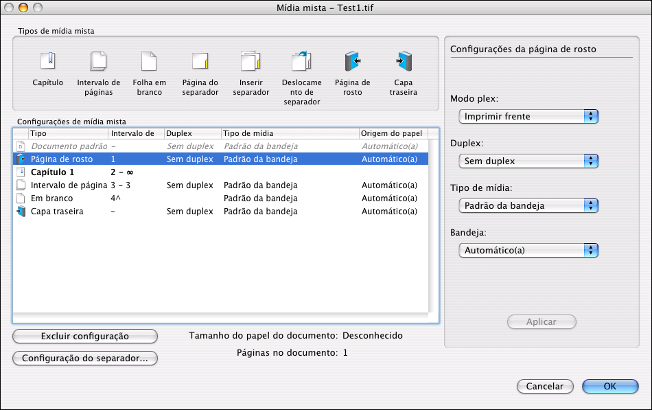 RECURSOS DE PRODUÇÃO DO SPLASH RPX-ii 80 2 Para especificar a mídia de um determinado item, arraste o ícone para a lista Configurações de mídia mista e selecione as configurações.