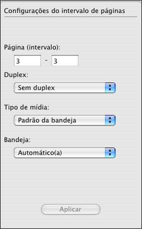 RECURSOS DE PRODUÇÃO DO SPLASH RPX-ii 82 Intervalo de páginas Especifique um intervalo de páginas a ser impresso em um tipo de mídia específico.