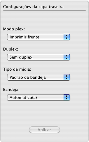 RECURSOS DE PRODUÇÃO DO SPLASH RPX-ii 88 Página de rosto e Capa traseira Especifique a primeira página do documento como a página de rosto e a página posterior como a capa traseira.