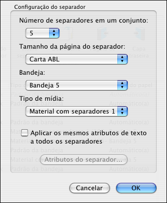 RECURSOS DE PRODUÇÃO DO SPLASH RPX-ii 89 Impressão de separadores Imprima a tarefa no Splash RPX-ii utilizando a opção Imprimir e esperar junto com qualquer outra opção desejada, como o número de