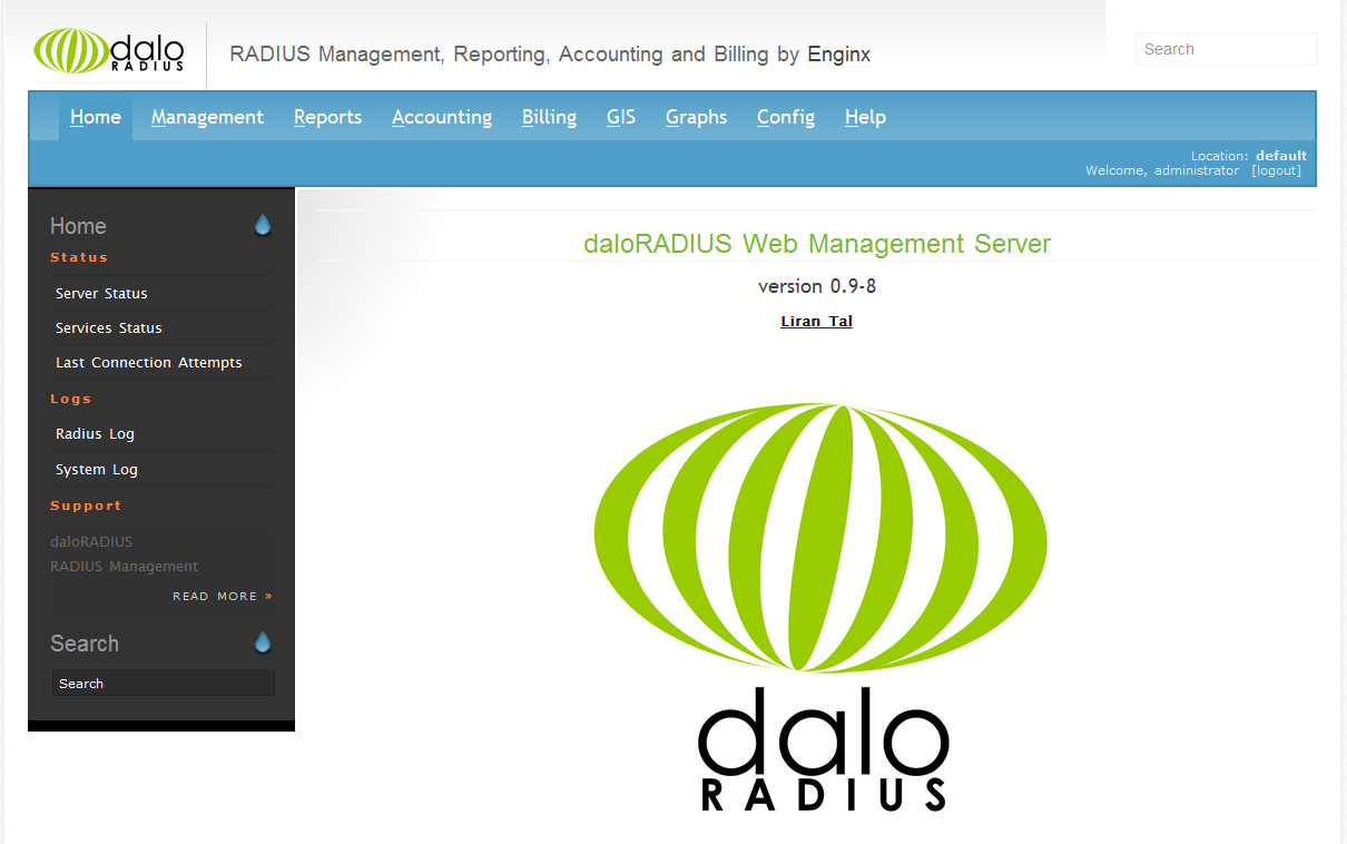 3. METODOLOGIA 41 daloradius daloradius é uma plataforma web escrito em PHP e Javascript destinado ao gerenciamento de um servidor FreeRadius.