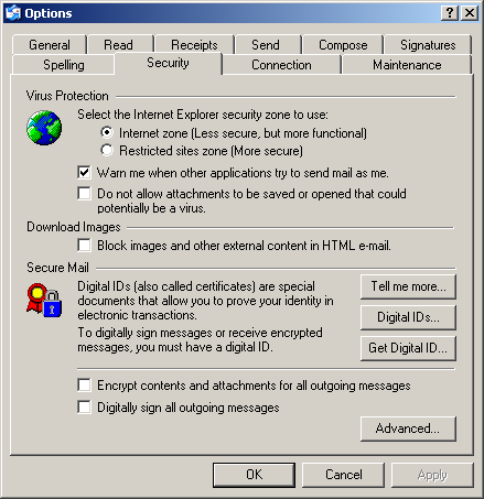 Importação do Certificado Digital para o Outlook Express Esta secção servirá apenas para os utilizadores que necessitem de importar o Certificado, que foi exportado pelo Firefox, para o Outlook