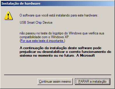 c) Aguarde que o instalador copie para a sua máquina os arquivos necessários para utilizar o ProToken; d) Se durante a instalação, você receber uma janela com a mensagem O software que você está