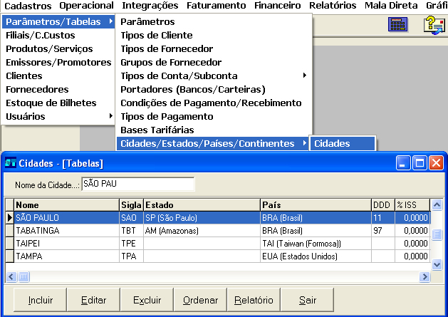 BASES TARIFÁRIAS Cadastramento das bases