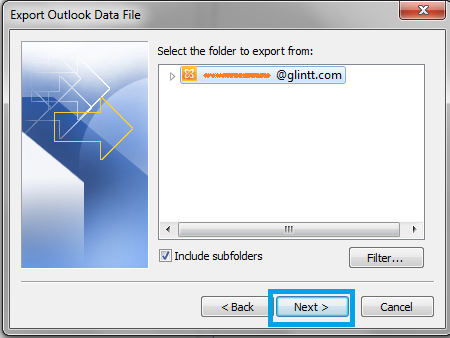 3. Selecionar Outlook Data File(.