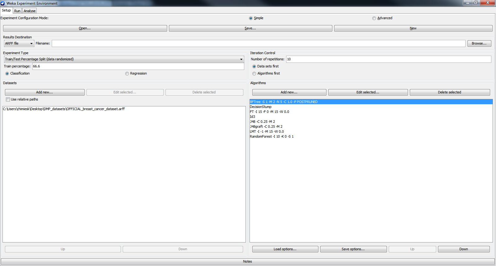 Apêndice D -- Telas Demonstrativas da Interface do Software Weka 138 Figura 70: Tela da aba