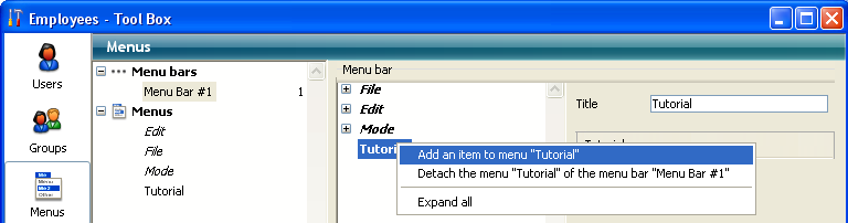 Criar uma barra de menus personalizada Nesta seção, você desenhará dois métodos e uma barra de menus personalizada. Em resumem, irá criar uma aplicação 4D. Criar os dois métodos 1.