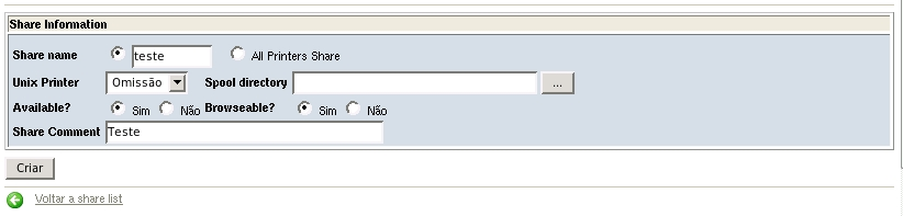 Manual Linux Caixa Mágica Servidor 10 O nome descrito em Share Name será o nome visível no cliente. Na opção Unix Printer poderá escolher a impressora que deseja partilhar da lista.