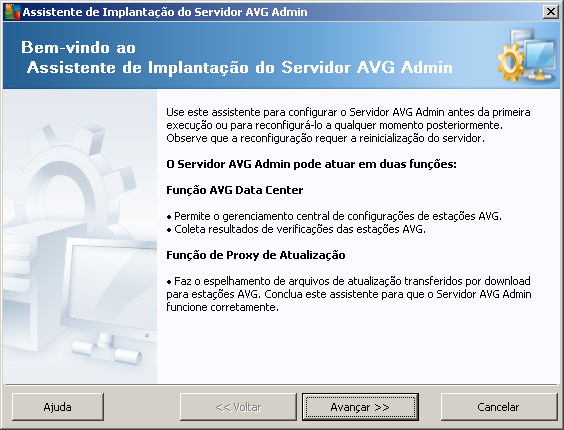 3. Assistente de implantação do AVG Admin Server O Assistente de implantação do AVG Admin Server será inicializado imediatamente após a instalação do AVG AntiVirus Business Edition.