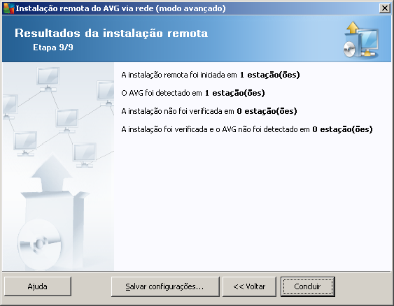 O botão Salvar configurações permitirá selecionar a configuração salva previamente. Você pode reutilizá-la quando executar o assistente novamente carregando as configurações no início.