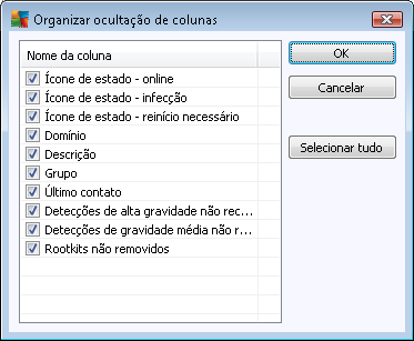 Para selecionar um registro na tabela central, é necessário clicar com o botão do mouse no registro desejado.