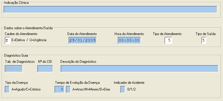 B JANELA INFORMAÇÕES SOBRE AS GUIAS SADT Considerações: Preencha estes dados somente quando utilizarem o ULTRA-SYSTEM para gerar arquivo para faturamento eletrônico.