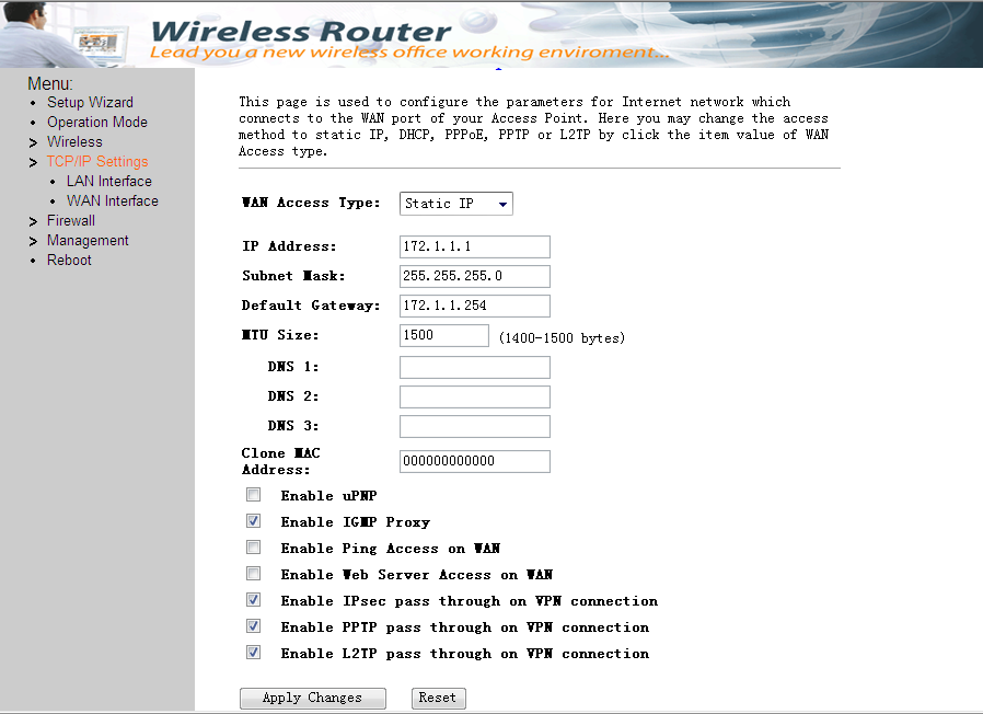 Digite os seguintes parâmetros nos seguintes campos: IP Address Informe o Endereço IP fornecido pelo seu Provedor em notação com pontos decimais.