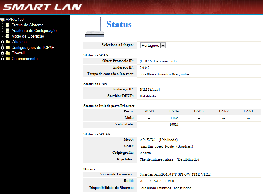 4. Guia de Configuração SMART LAN Wireless Speed Router 150 Manual do Usuário 4.1. Conectando o Equipamento Por favor, veja a (seção 1), do Guia Rápido de Instalação. 4.2.