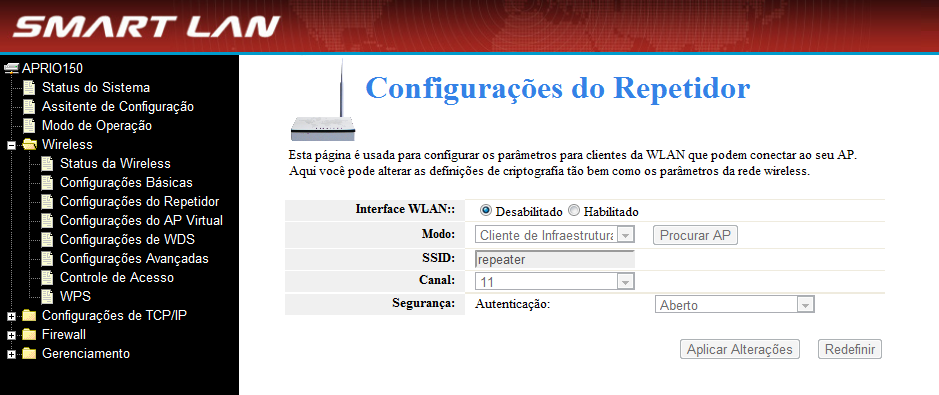 Nota: Sugerimos sempre que possível o uso do protocolo WPA ou WPA2, pois os mesmos foram criados após o protocolo WEP e possuem aperfeiçoamentos de segurança.