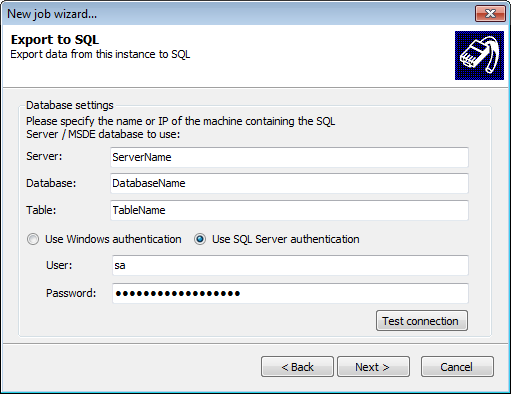 Screenshot 219: Exportar para SQL 5. Selecione Export to SQL e clique em Next.