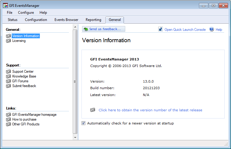 Screenshot 264: Tela de informação sobre a versão 2. Exiba detalhes das informações da versão no painel direito. 3.