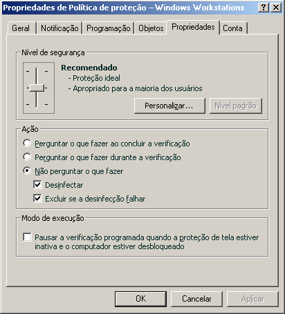 G E R E N C I A R O A P L I C A T I V O A T R A V É S D O K I T D E A D M I N I S T R A Ç Ã O K A S P E R S K Y Todas as abas, exceto a aba Propriedades (ver figura abaixo), são padrões para o