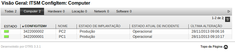 Visão Geral do Módulo O módulo ITSMConfigurationManagement, que faz parte do pacote OTRS::ITSM, quando instalado, cria uma série de novos grupos, menus e telas no sistema.