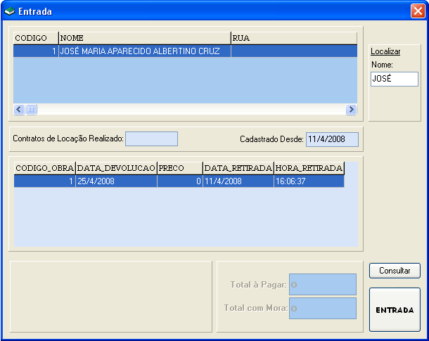 2.2 Entrada Nessa opção o utilizador registrará no Software/Programa toda e qualquer entrada de obra efetuada no estabelecimento.