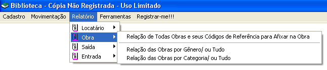 À seguir o utilizador pressionará o botão ENTRADA para registrar a devolução de uma ou de todas as obras que o locatário esteja devolvendo no momento.