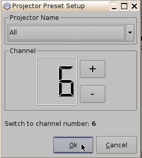 14.4.5 Adição de ação de mudança de canal do projetor Escolha na janela Add a new Action a opção Projector (Figura