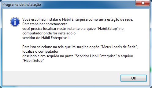 Introdução 7 Utilize o botão Avançar até receber a seguinte mensagem: Clique em OK. Ao fazer isso será aberta uma tela solicitando a localização de um arquivo.