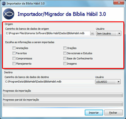 Introdução 8 Se você instalou a Bíblia Hábil versão 3.0 usando o diretório padrão de instalação, ela estará instalada no caminho C:\Arquivos de programas\koinonia Software\Nova Biblia Habil.