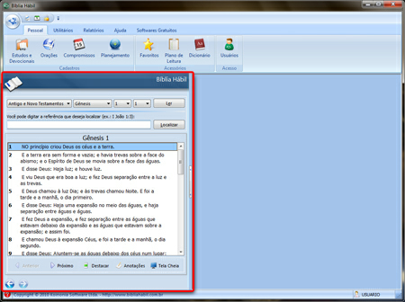 Introdução 6 Você também pode configurar o programa para exibir a área da Bíblia em uma tela flutuante, permitindo um melhor aproveitamento da tela principal.