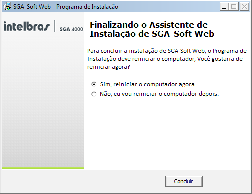 3. Após a finalização, será solicitado que o computador