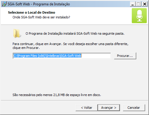 2. Para a instalação do SGA-Soft Web, o processo é semelhante ao do Server.