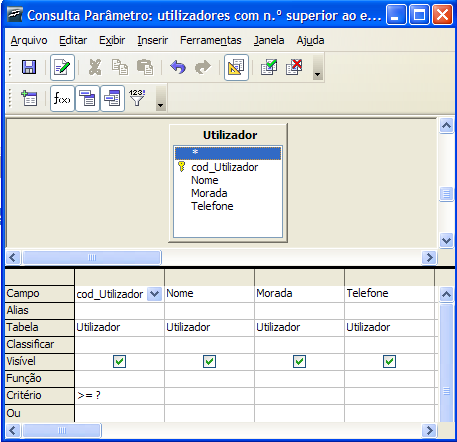 4 CONSTRUÇÃO DE UMA BASE DE DADOS RELACIONAL Consultas Resolução do Exercício: Ao executar esta consulta o diálogo <Entrada de Parâmetro> será exibido: Resultado da