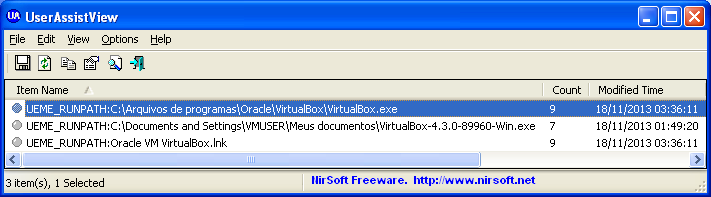 junto ao VirtualBox como LiveCD. Figura 15: Arquivo com as informações do usuário 4.9.