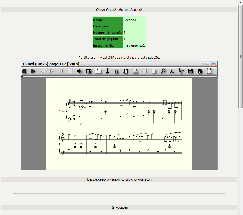 Figura 4.23 Visualização dos dados da partitura Figura 4.