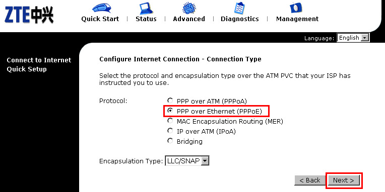 4 - Selecione a opção PPP over Ethernet