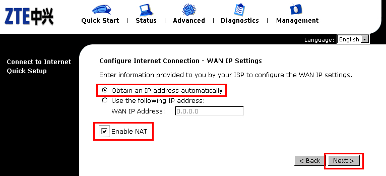 5 Selecione a opção Obtain an IP address