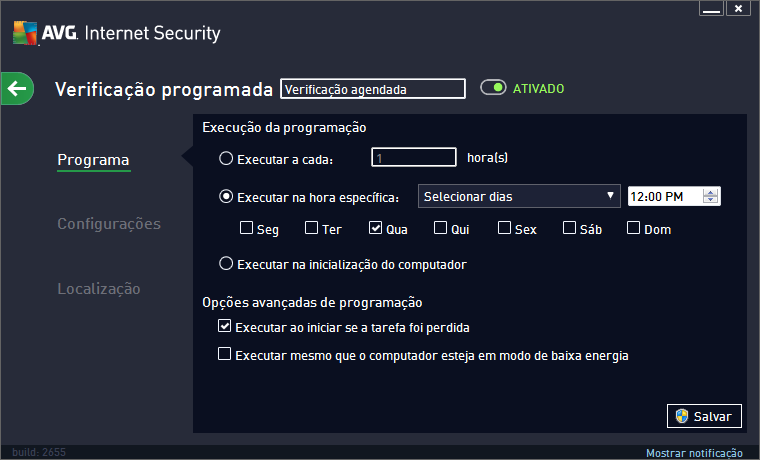 Localização Em cada guia você pode simplesmente clicar no botão de "semáforo" para desativar o teste programado temporariamente e ativa-o novamente quando houver necessidade: 11