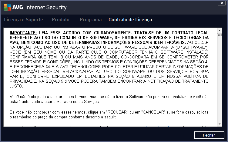 5.1.4. Opções A manutenção do AVG Internet Security 2013 é acessada através do item Opções. Clique na seta para abrir o menu de rolagem: Verificar computador inicia a verificação em todo o computador.